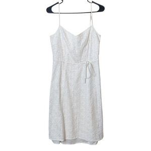 Ann Taylor White Cotton Floral Eyelet Fit & Flare Dress 6 Cottagecore Graduation